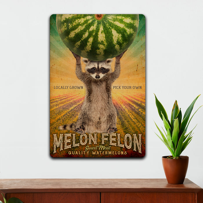 Melon Felon - Farmhouse Kitchen Wall Decor - Metal Sign