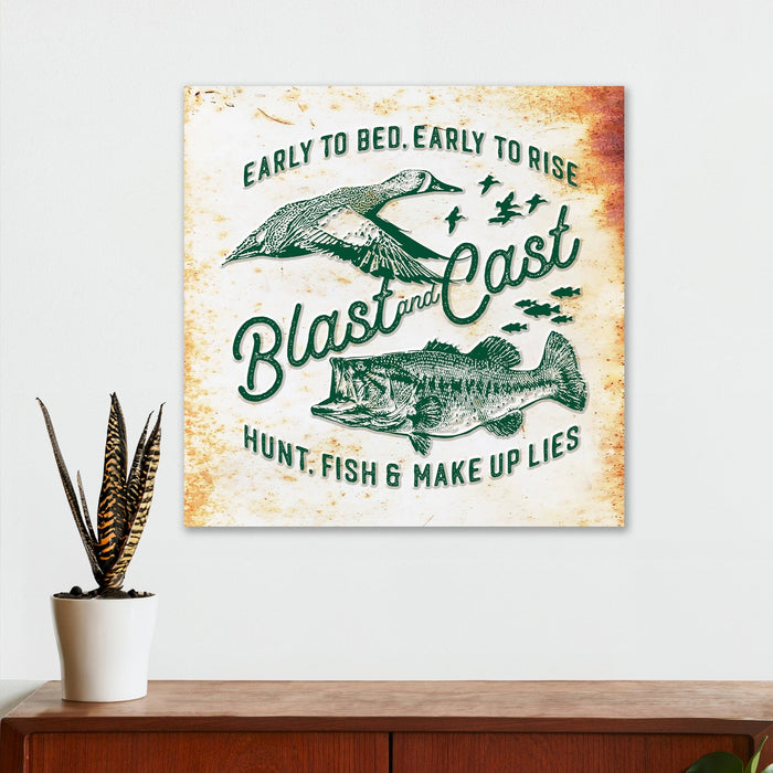 Hunting and Fishing Wall Decor - Blast & Cast - Canvas Sign