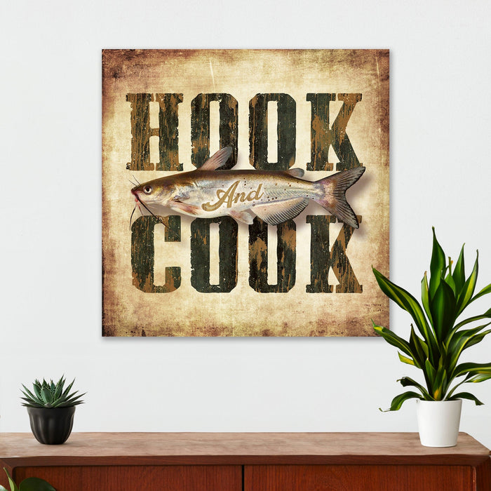 Fishing Wall Decor - Hook & Cook (Catfish) - Canvas Sign