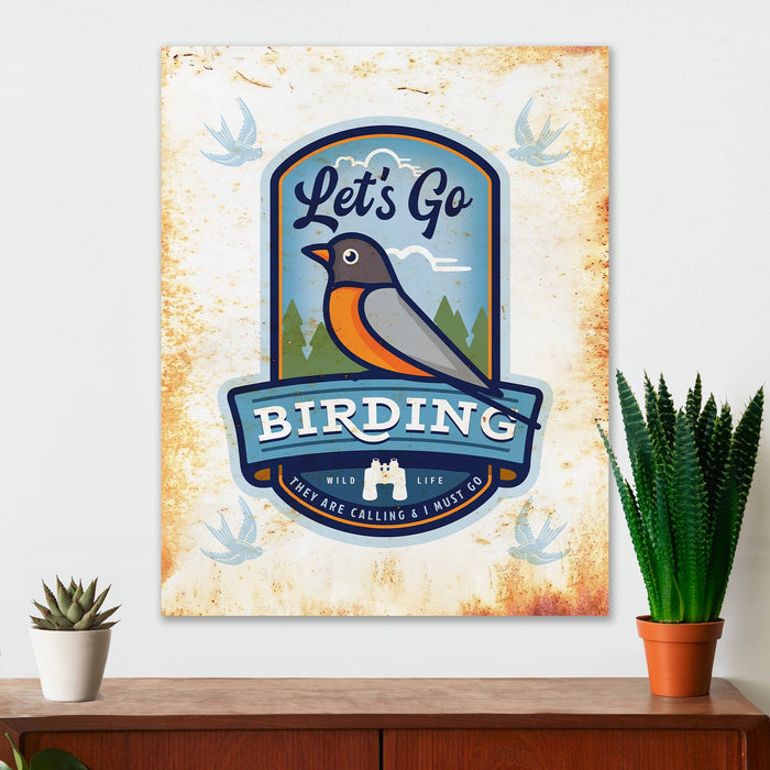Wildlife Wall Decor - Lets Go Birding - Canvas Sign