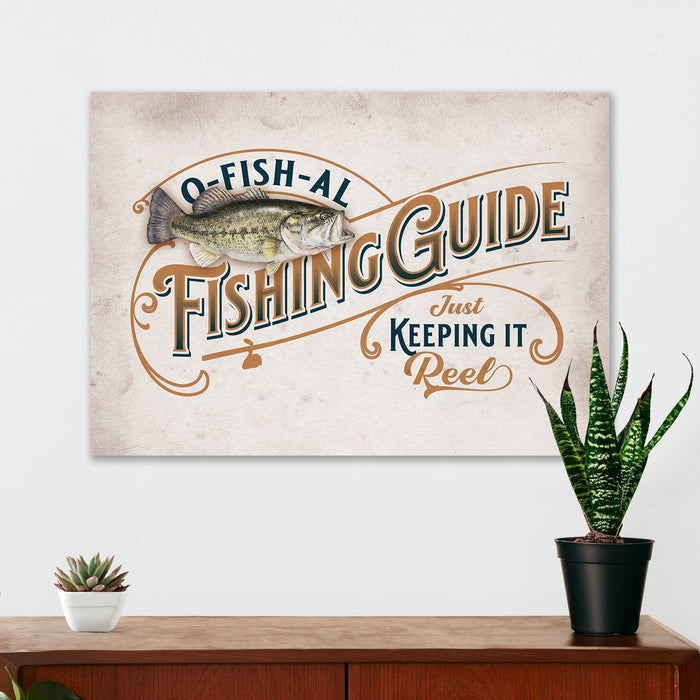 Fishing Wall Decor - O-FISH-AL Fishing Guide - Canvas Sign