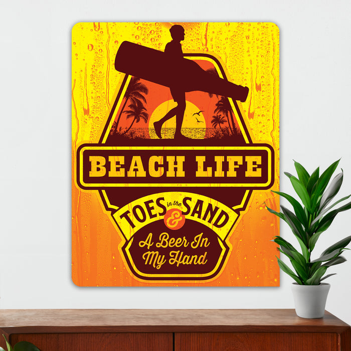 Beach House Wall Decor - Toes in the Sand - Metal Sign