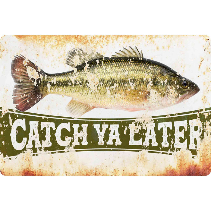 Sunshine Corner's customizable, aluminum composite fish camp sign that says, "Catch Ya Later".