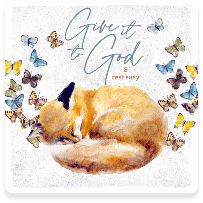 Sunshine Corner's customizable, christian sign and baby shower gift decor that says, "Give it to god & rest easy".