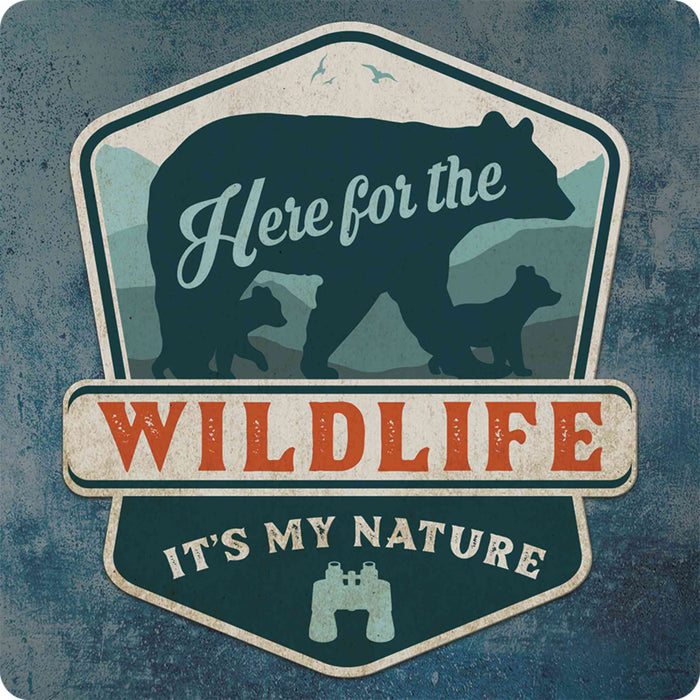 Sunshine Corner's customizable, bear and wildlife decor that says, "Here for the wildlife - it's in my nature".