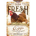 Personalized example of Sunshine Corner's customizable, farm fresh eggs sign and chicken coop decor that says, "Farm fresh eggs collected daily - Jones Orchard - Millington, Tennessee - Est. 1940".