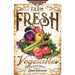 Personalized example of Sunshine Corner's, customizable vegetable garden sign that says, "Farm Fresh Vegetables Picked Daily - Jones Orchard - Millington, Tennessee - Est. 1940".