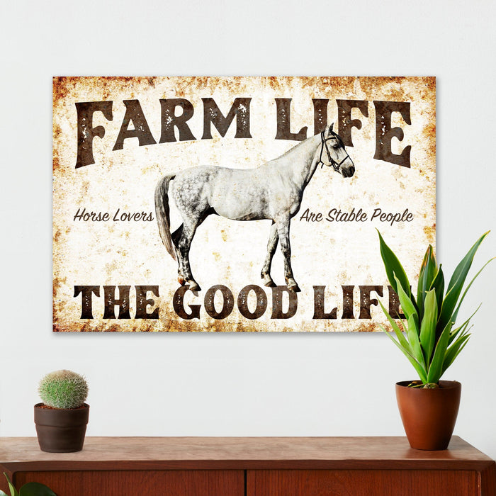 Farmhouse Wall Decor - Farm Life (Horse) - Canvas Sign