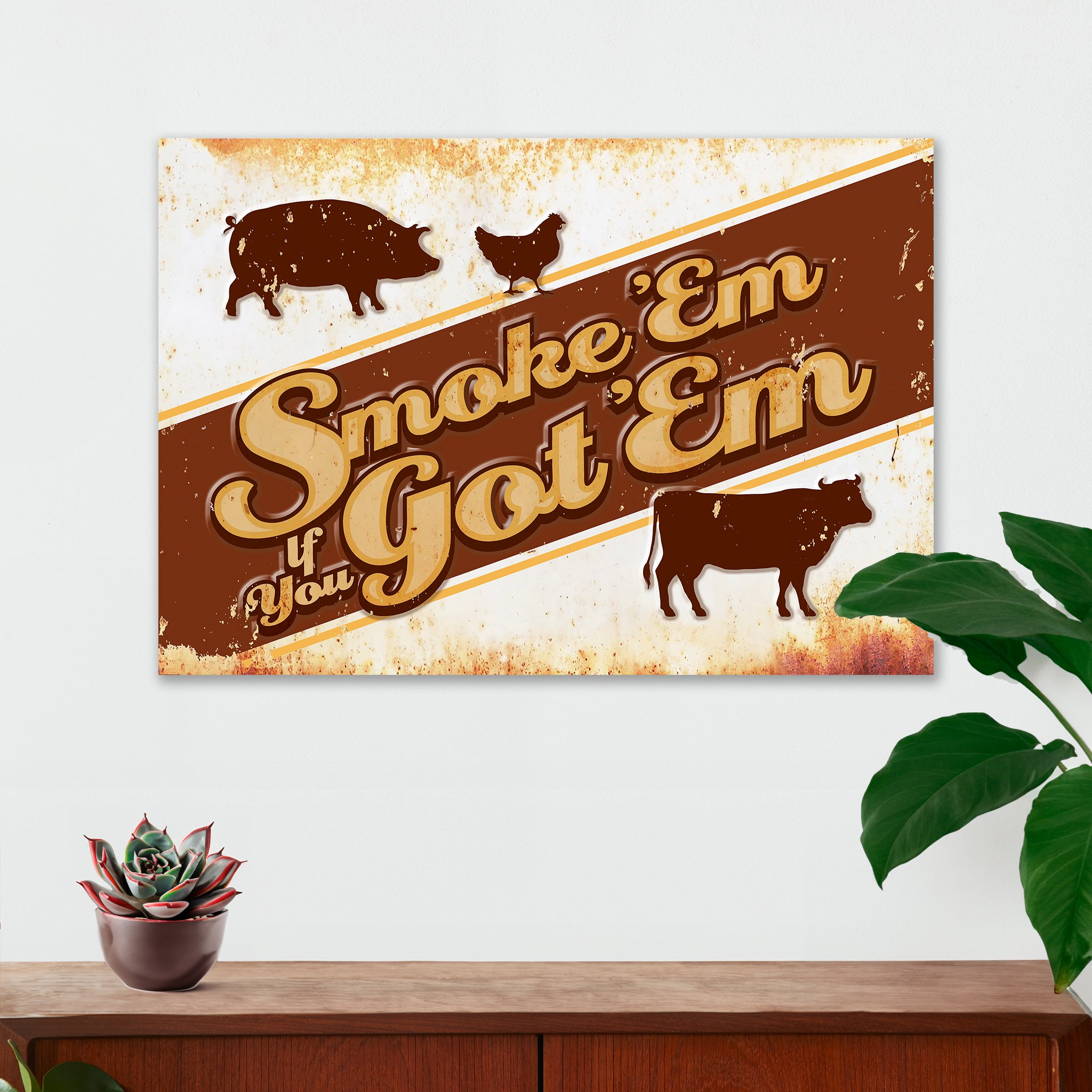 Farmhouse Kitchen Wall Decor - Smoke'em If You Got 'em - Canvas Sign