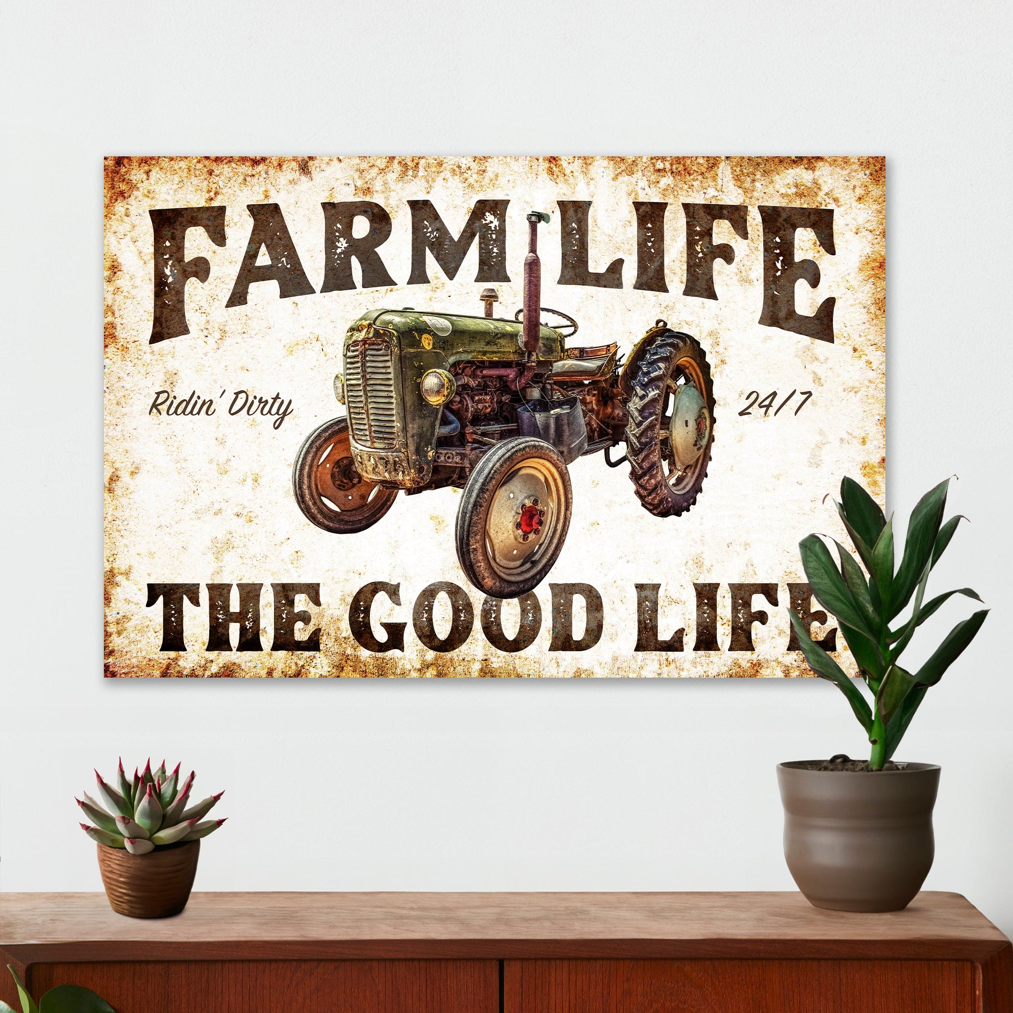 Farmhouse Wall Decor - Farm Life (Tractor) - Canvas Sign