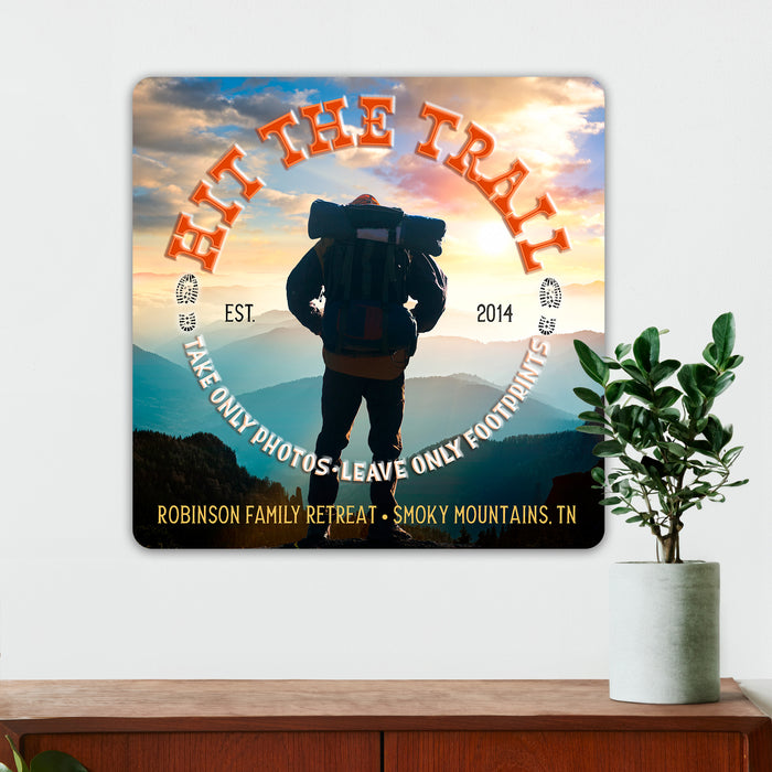 Hiking Wall Decor - Hit The Trail - Metal Sign