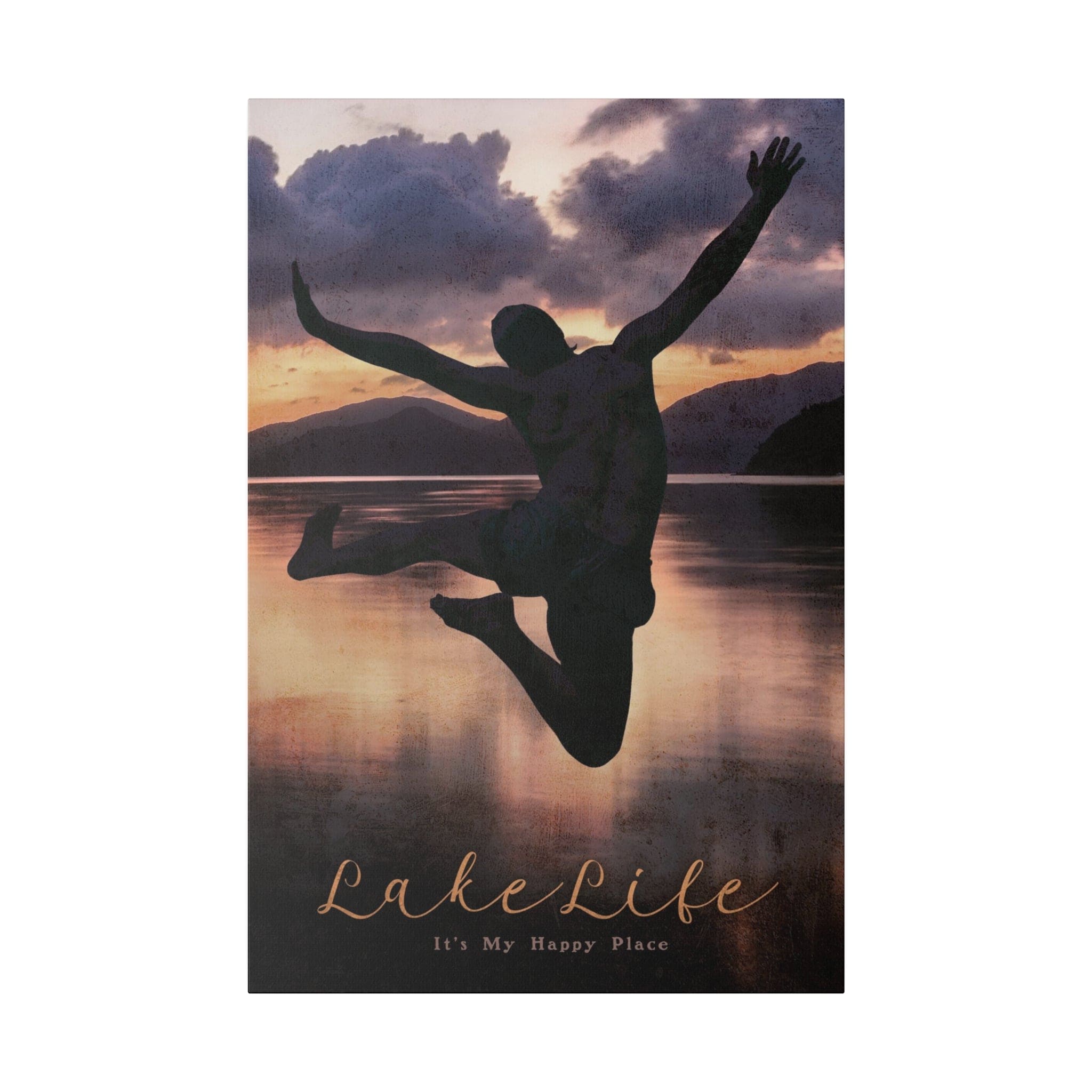 Lake House Wall Decor - Lake Life (Jump for Joy) - Canvas Sign