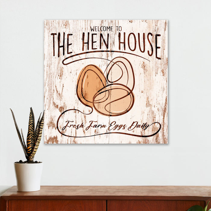 Farmhouse Kitchen Wall Decor - Welcome to the Hen House - Canvas Sign