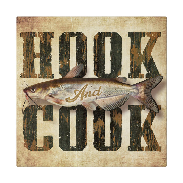 Fishing Wall Decor - Hook & Cook (Catfish)  - Canvas Sign