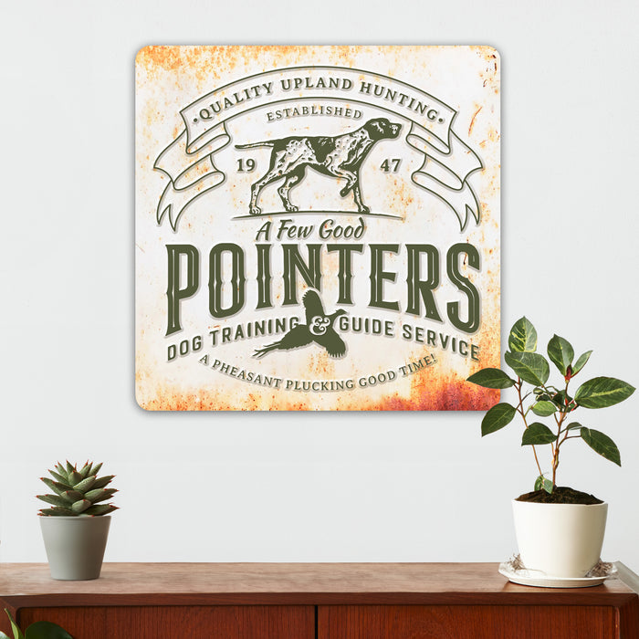 Hunting Wall Decor - Pointers Dog Training & Guide Service - Metal Sign