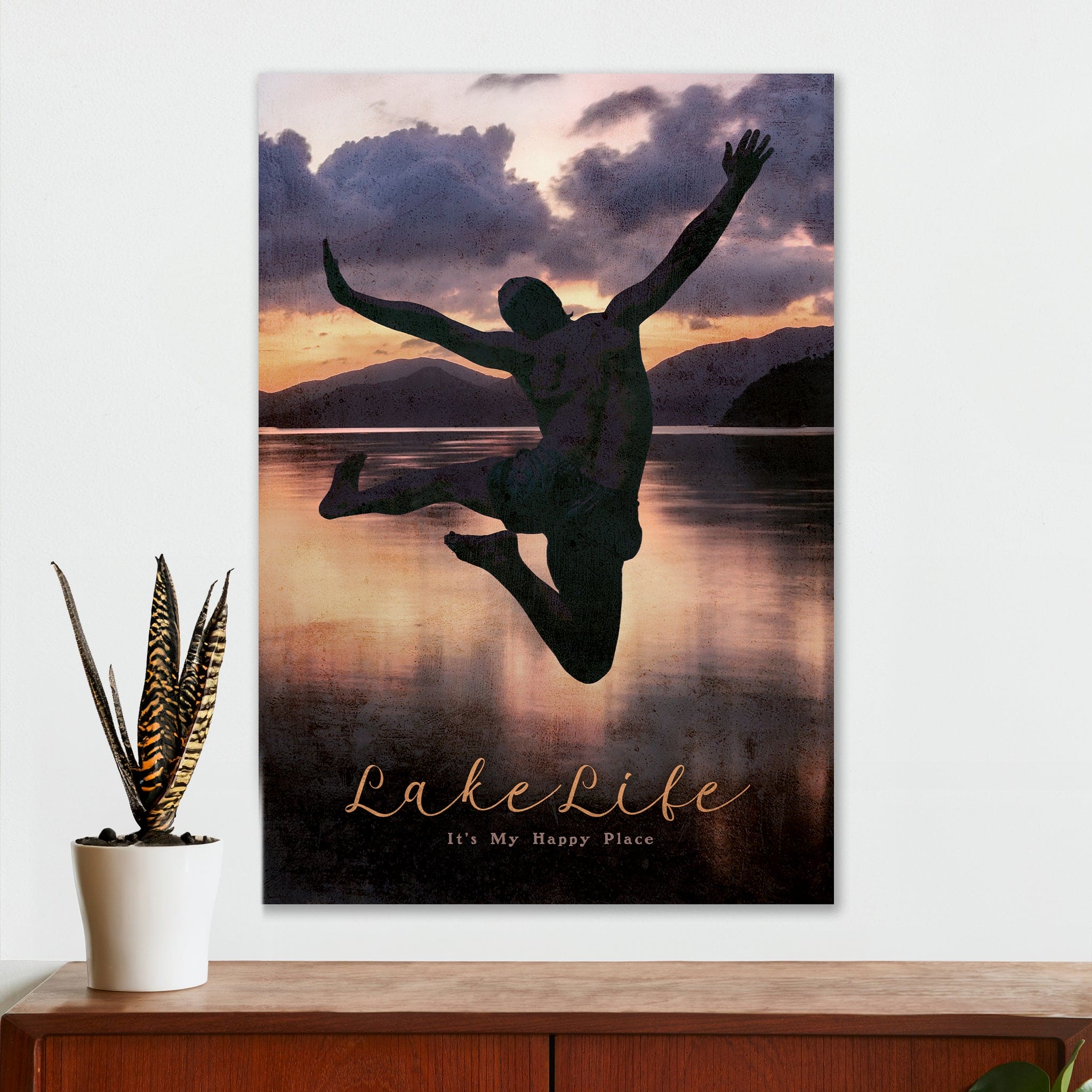 Lake House Wall Decor - Lake Life (Jump for Joy) - Canvas Sign
