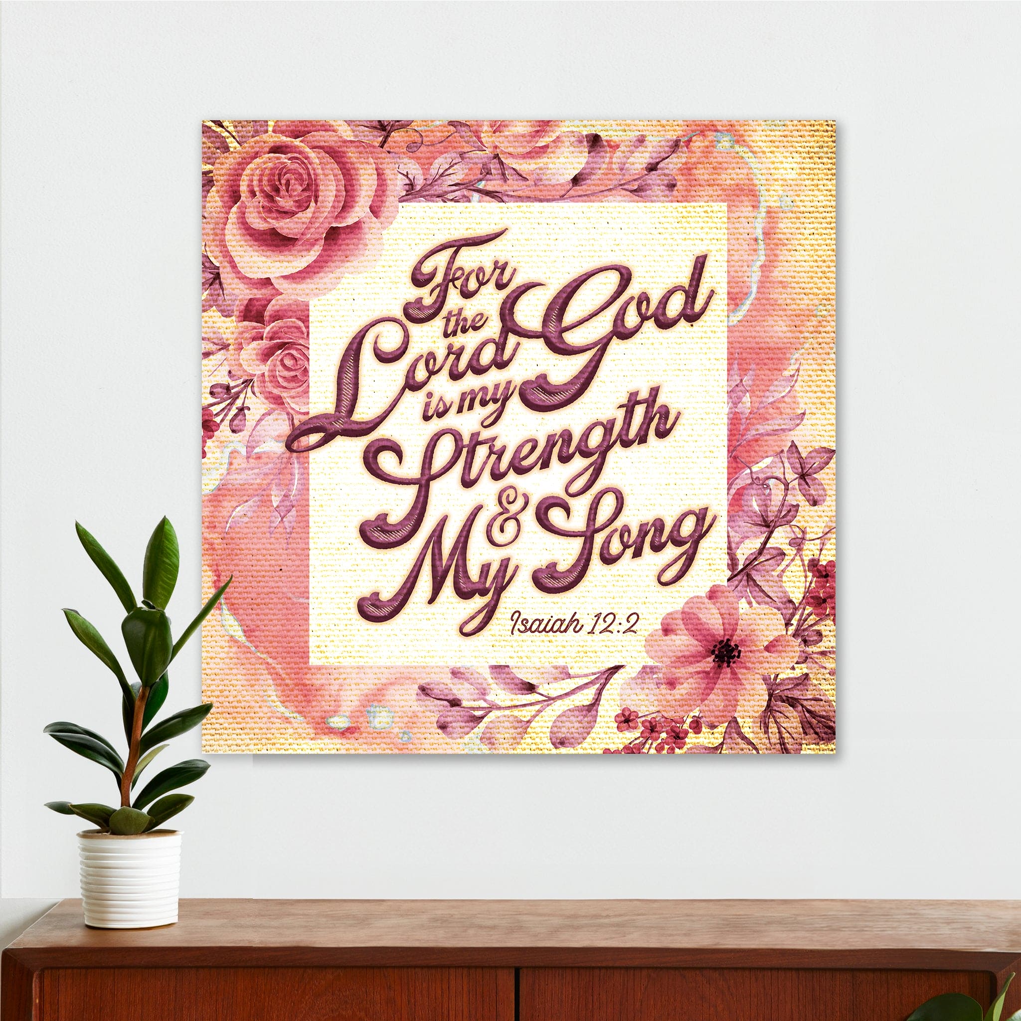 Christian Wall Decor - God is my Strength - Canvas Sign
