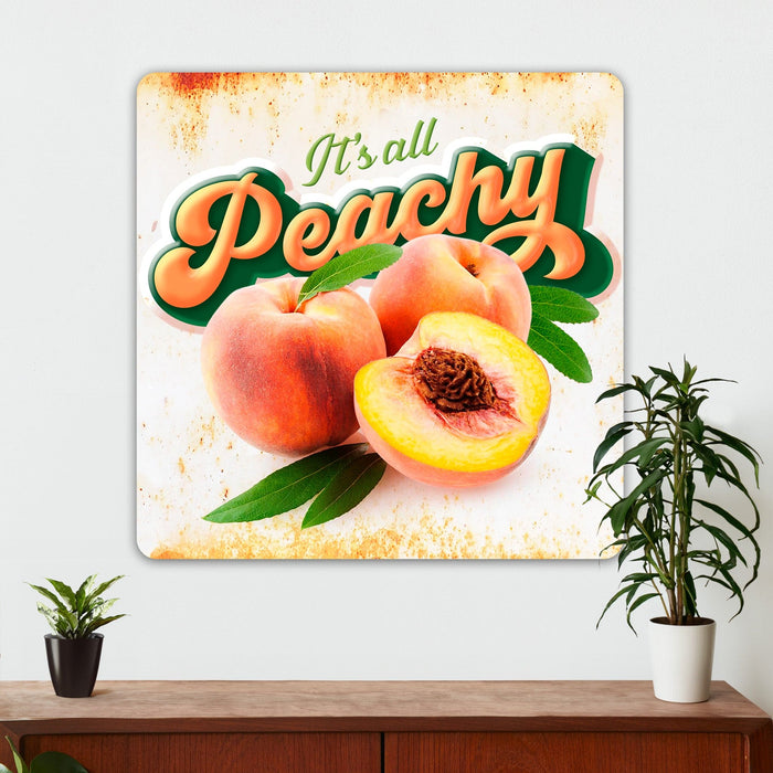 It's All Peachy - Farmhouse Kitchen Wall Decor - Metal Sign