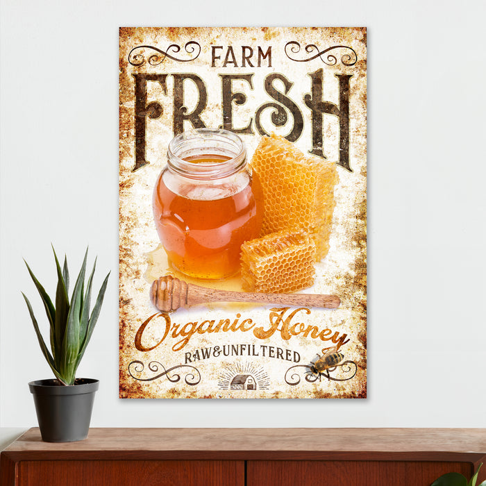Farmhouse Kitchen Wall Decor - Farm Fresh (Honey) - Canvas Sign