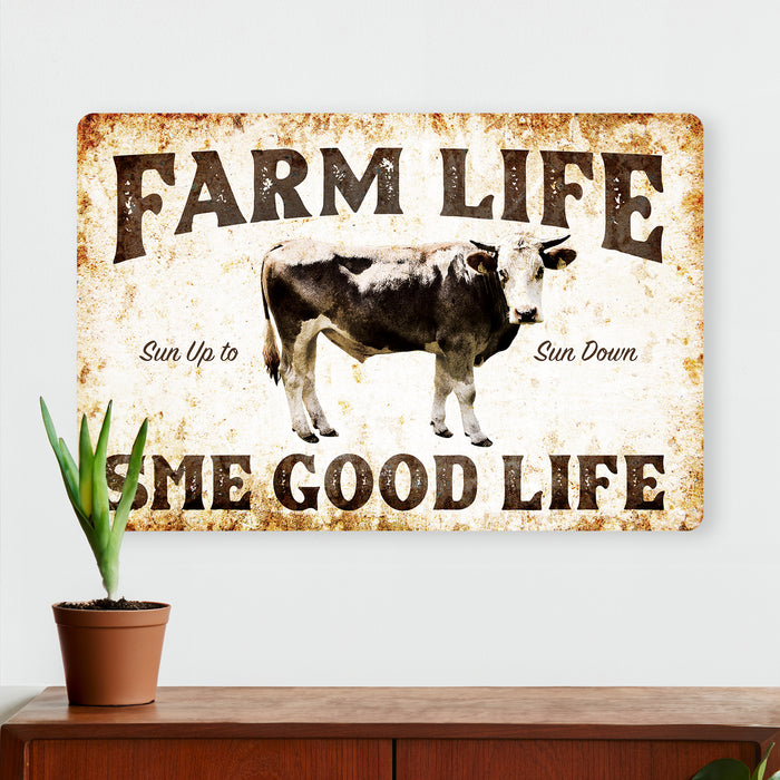 Farm Life - Bull - Farmhouse Wall Decor - Metal Sign