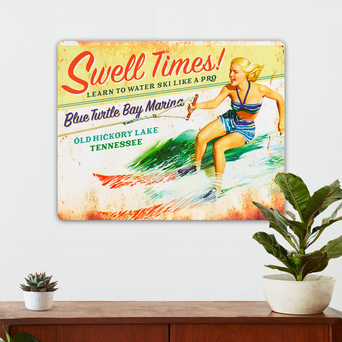 Lakehouse Wall Decor - Swell Times - Thrills & Spills - Metal Sign