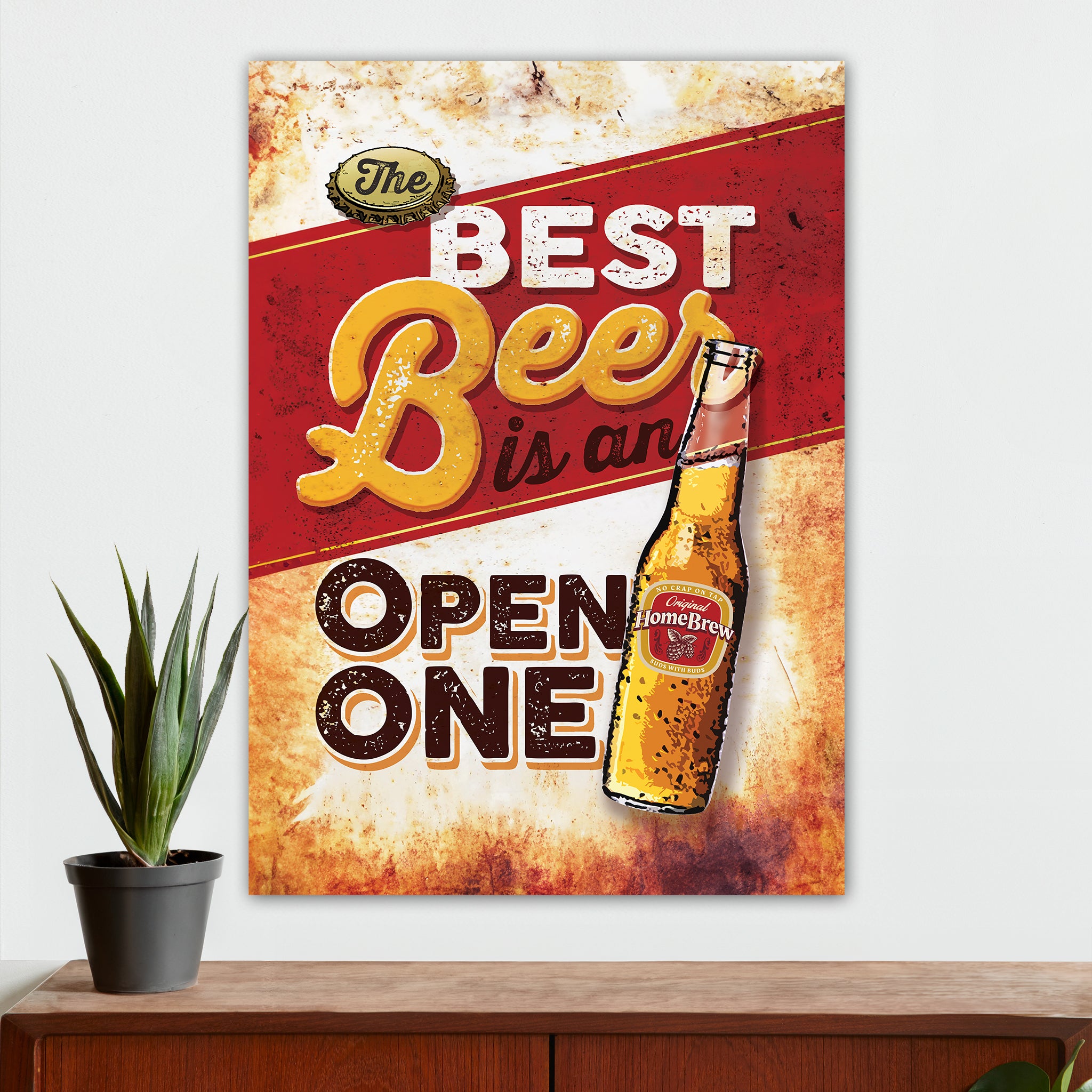 Man Cave Wall Decor - The Best Beer is an Open One - Canvas Sign
