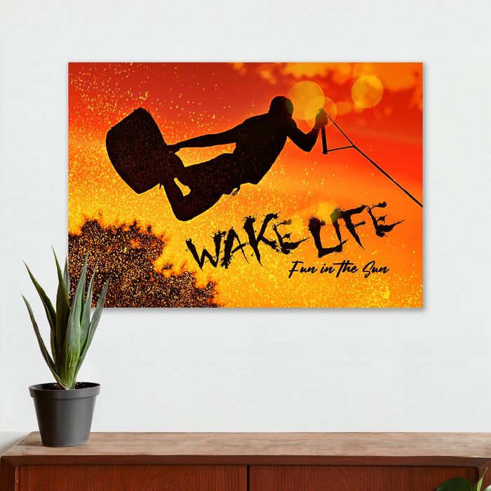 Lake House Wall Decor - Wake Life - Canvas Sign