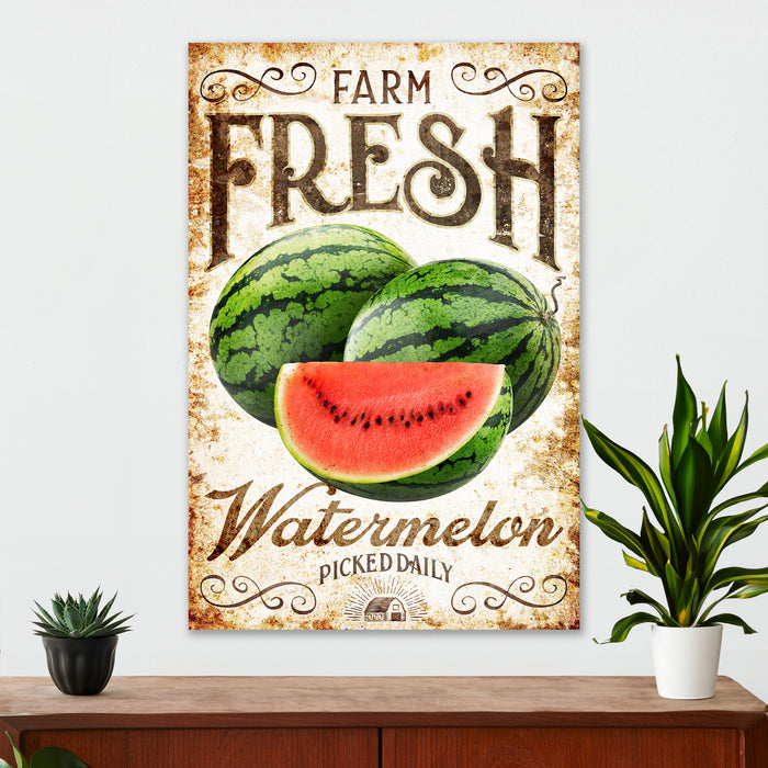 Farmhouse Kitchen Wall Decor - Farm Fresh (Melon) - Canvas Sign