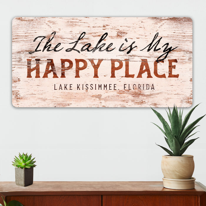 Lakehouse Wall Decor - The Lake is My Happy Place - Metal Sign