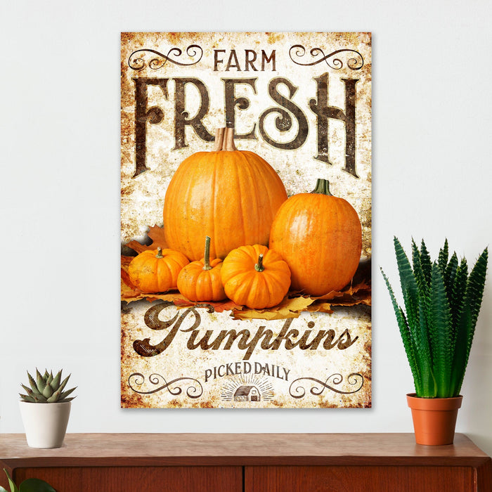 Farmhouse Kitchen Wall Decor - Farm Fresh (Pumpkin) - Canvas Sign