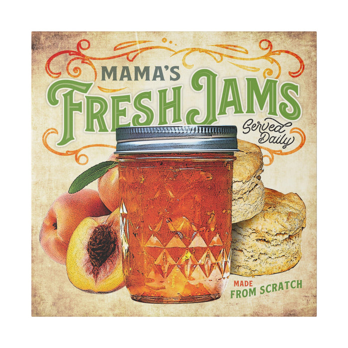 Farmhouse Kitchen Wall Decor - Mama's Fresh Jams - Canvas Sign