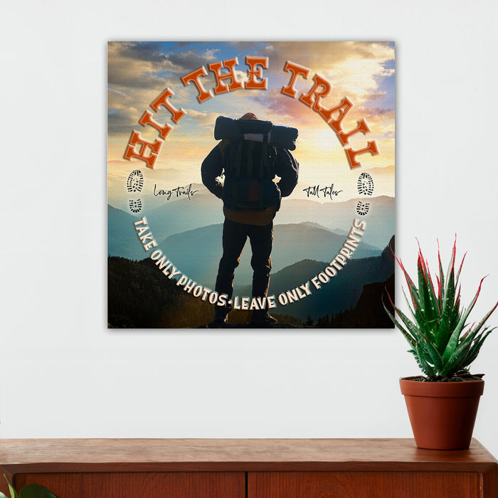 Hiking Wall Decor - Hit the Trail - Canvas Sign