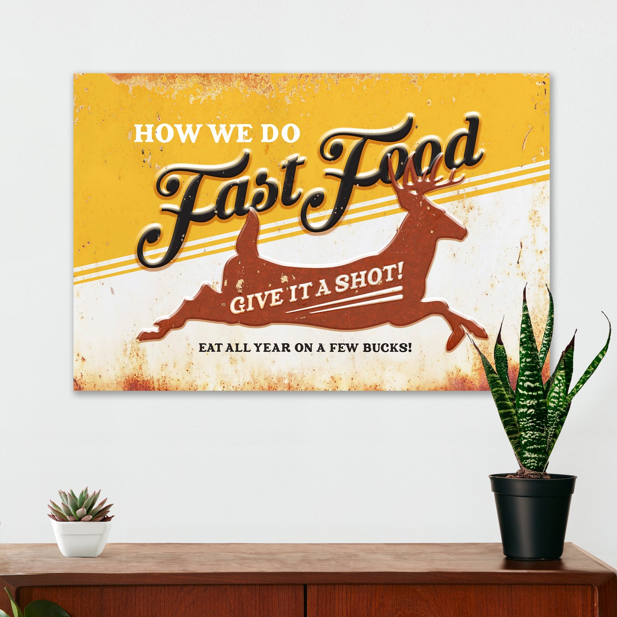 Hunting Wall Decor - How We Do Fast Food - Canvas Sign
