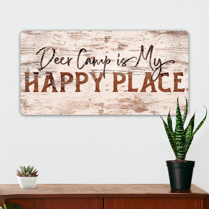 Hunting Wall Decor - Deer Camp Is My Happy Place - Metal Sign