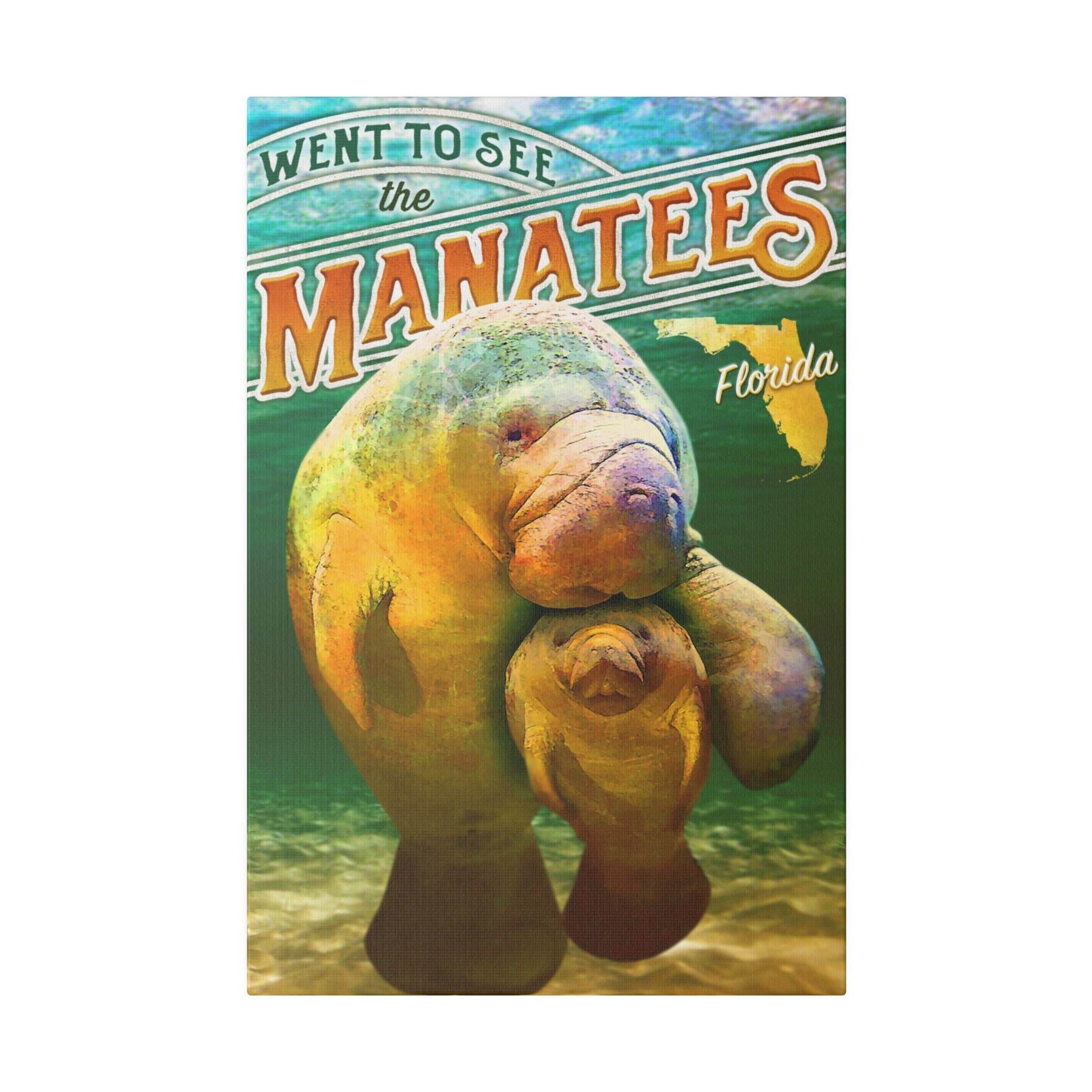 Wildlife Wall Decor - Went to See the Manatees - Canvas Sign