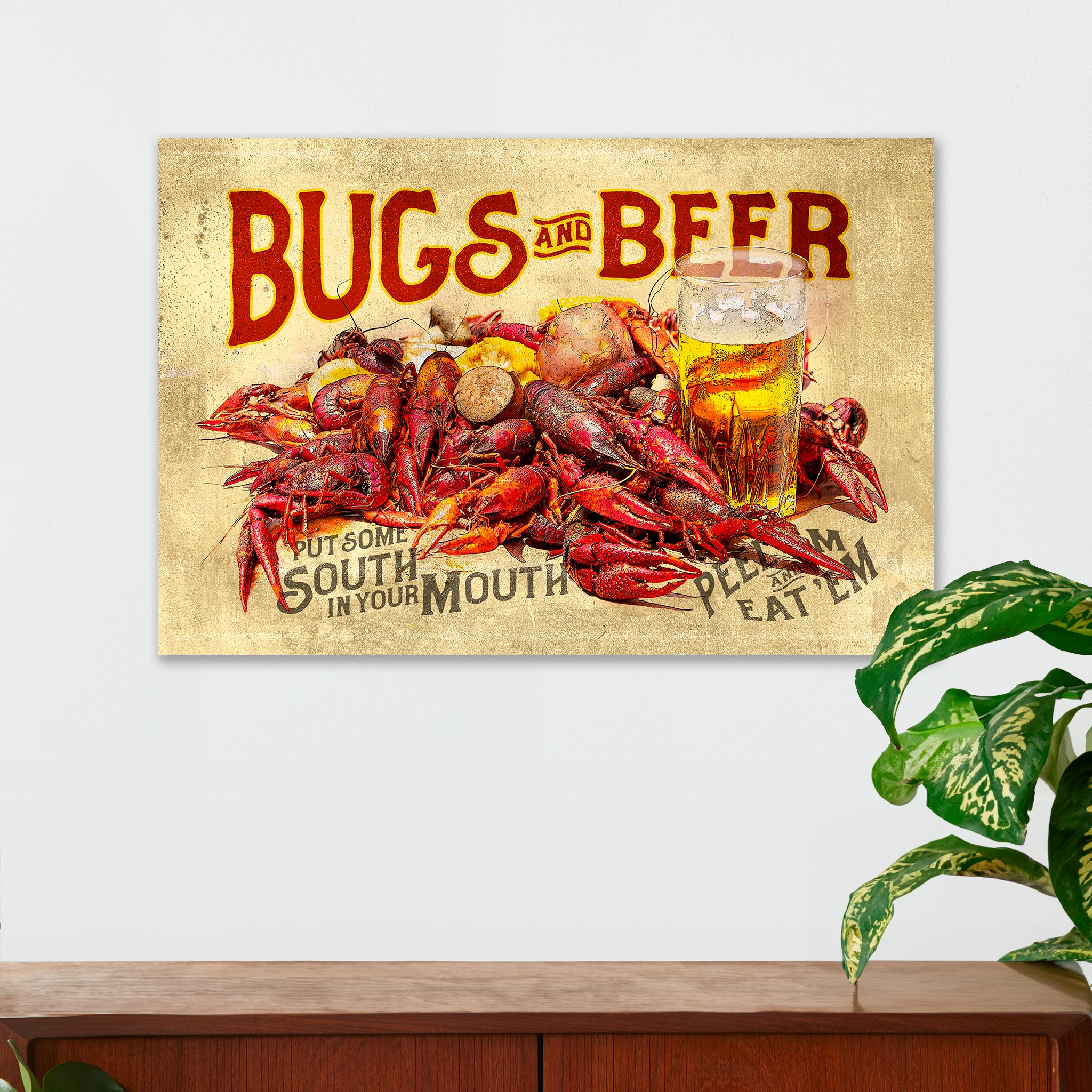 Kitchen Wall Decor - Bugs & Beer - Canvas Sign