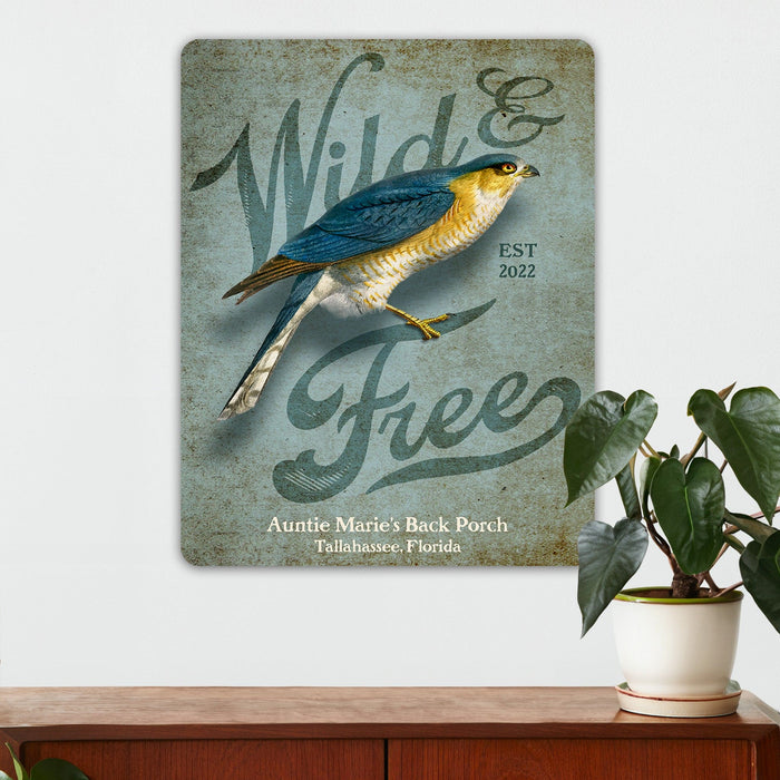 Wildlife Wall Decor - Wild & Free - Metal Sign