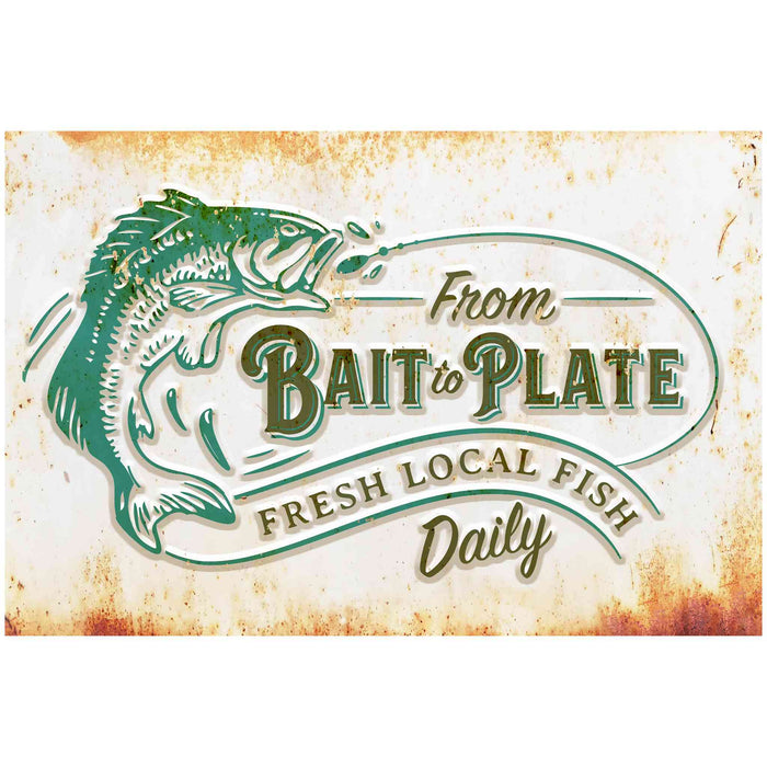 Fishing Wall Decor - Bait to Plate - Freshwater - Canvas Sign
