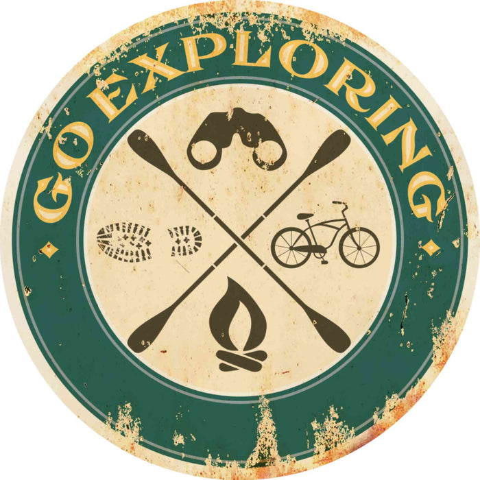 Sunshine Corner's customizable, kayaking sign and adventure decor that says, "Go Exploring".