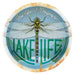 Sunshine Corner's customizable, aluminum composite lake house sign that says, "Blue Skies and Dragonflies - Lake Life".