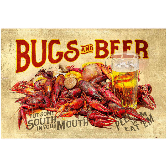 Kitchen Wall Decor - Bugs & Beer - Canvas Sign