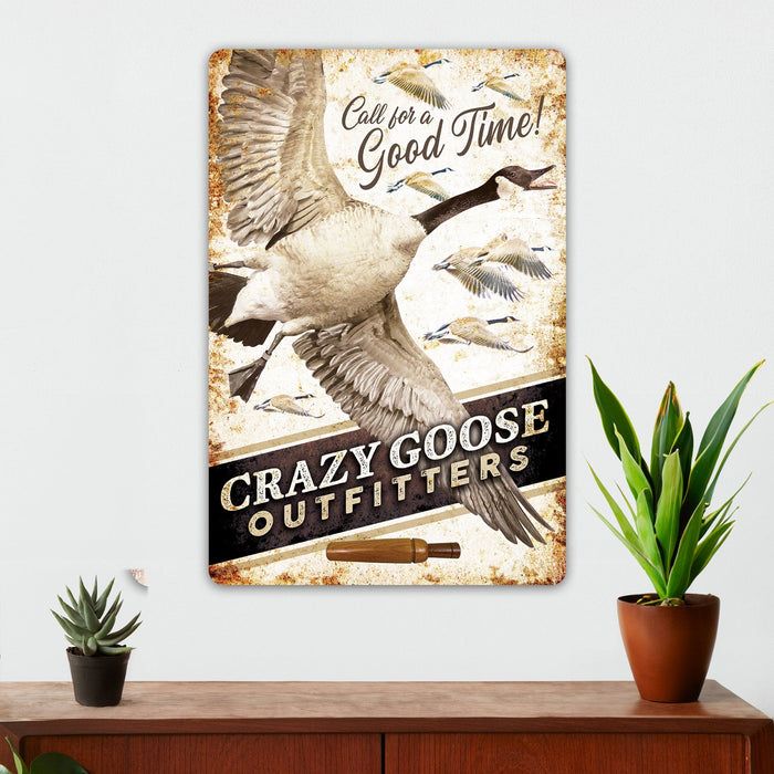 Hunting Wall Decor - Crazy Goose - Metal Sign