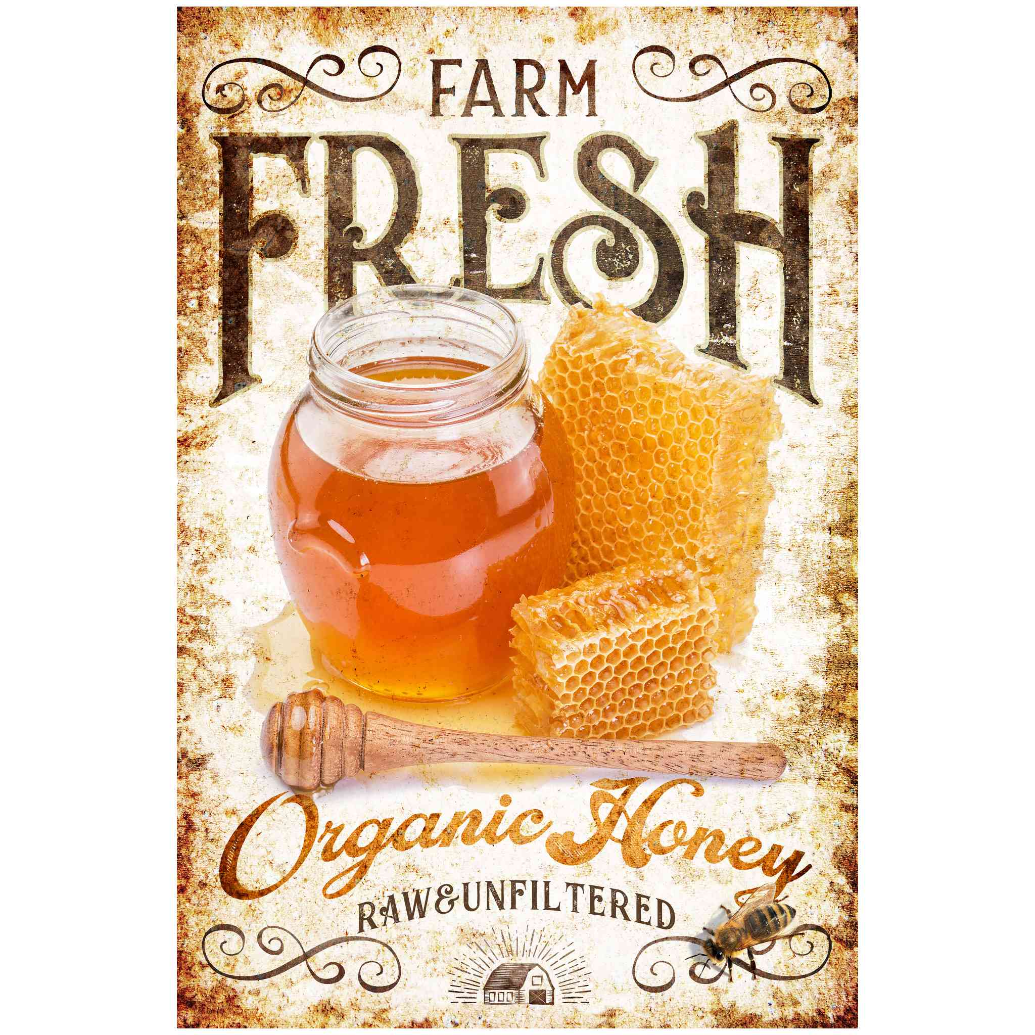 Farmhouse Kitchen Wall Decor - Farm Fresh (Honey) - Canvas Sign
