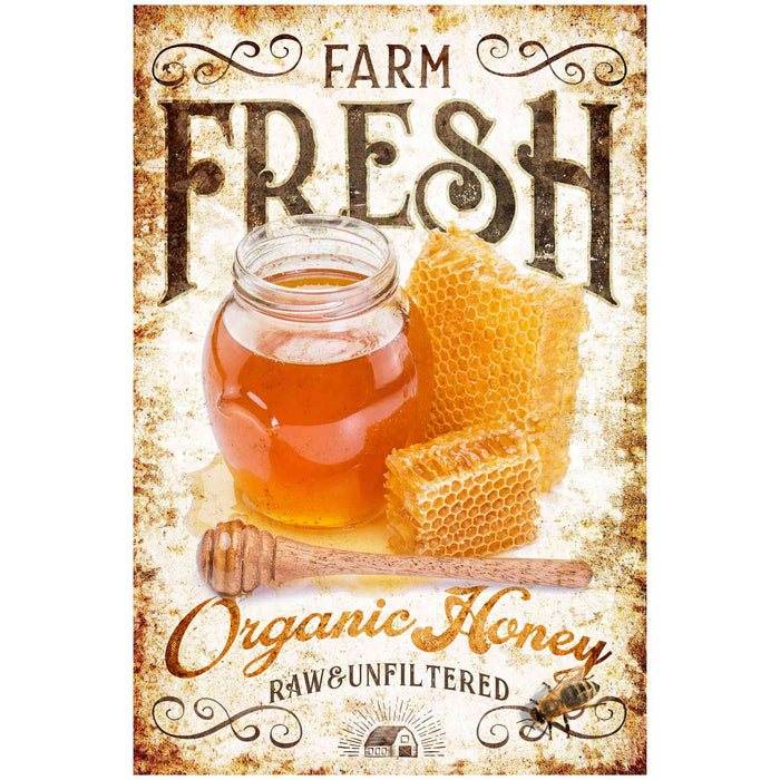 Farmhouse Kitchen Wall Decor - Farm Fresh (Honey) - Canvas Sign