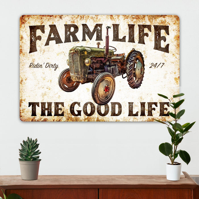 Farm Life - Tractor - Farmhouse Wall Decor - Metal Sign