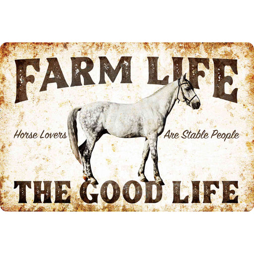 Sunshine Corner's customizable, farm animal decor that says, "Farm life The Good Life - Horse Lovers are stable people".