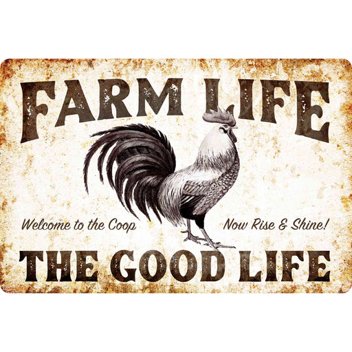 Sunshine Corner's customizable, farm animal decor that says, "Farm life The Good Life - Welcome to the coop - now rise and shine".