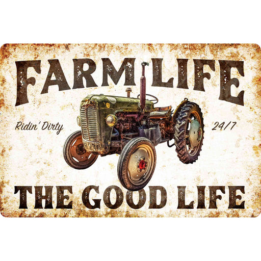 Sunshine Corner's customizable, Tractor decor that says, "Farm life The Good Life - Ridin' Dirty - 24/7".