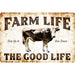 Sunshine Corner's customizable, farm animal decor that says, "Farm life The Good Life - Sun up to Sun down".