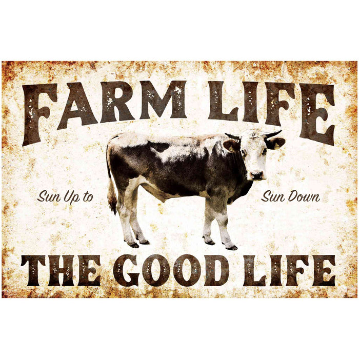 Farmhouse Wall Decor - Farm Life  (Bull) - Canvas Sign